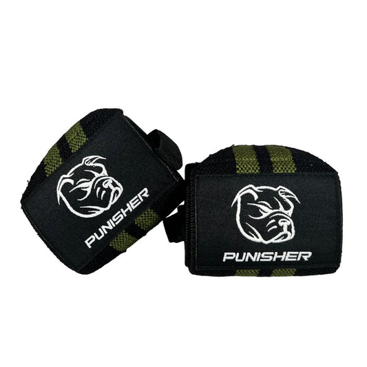 Punisher 18″ Wrist Wraps Green/Black - Punisher Vault
