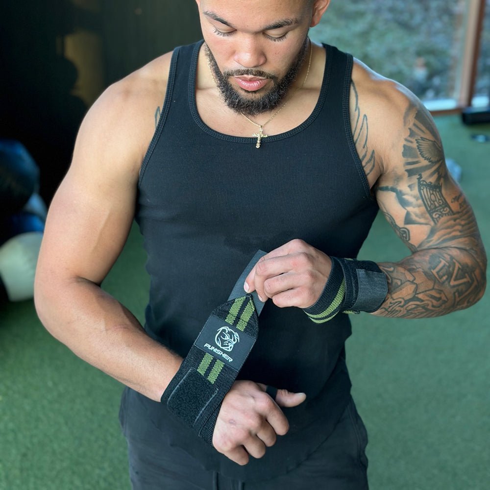 Punisher 18″ Wrist Wraps Green/Black - Punisher Vault