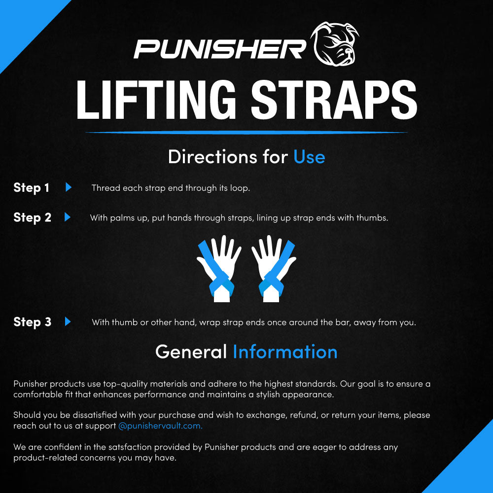 Punisher 18″ Lifting Straps Black and Red with Neoprene Pad