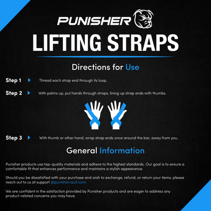 Punisher 18″ Lifting Straps Black and Red with Neoprene Pad