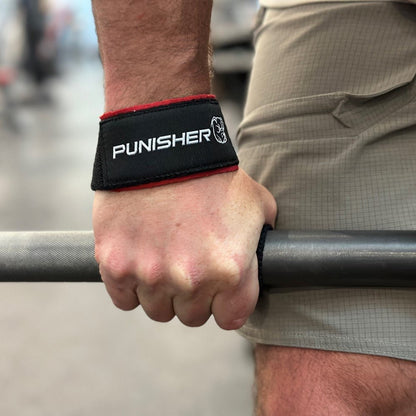 Punisher 18″ Lifting Straps Black and Red with Neoprene Pad - Punisher Vault