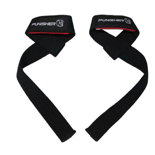 Punisher 18″ Lifting Straps Black and Red with Neoprene Pad - Punisher Vault