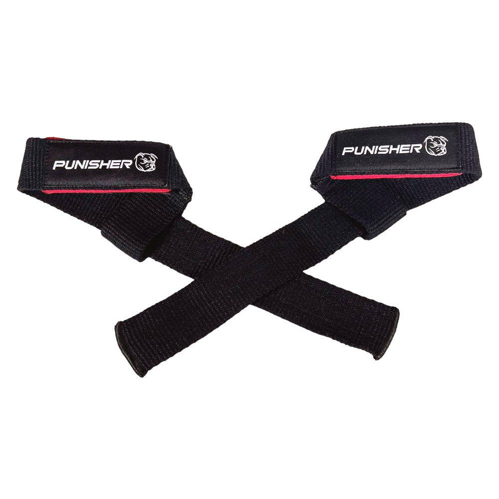 Punisher 18″ Lifting Straps Black and Red with Neoprene Pad - Punisher Vault