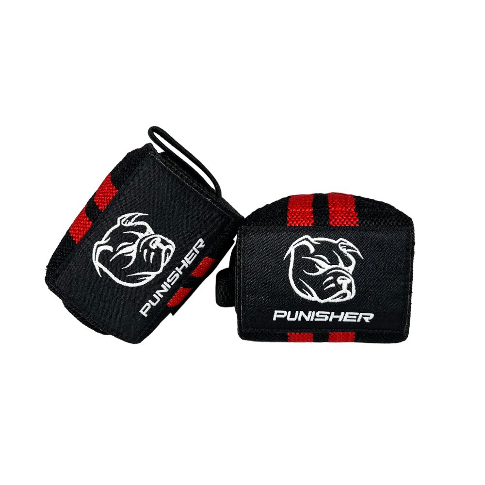 Punisher 18″ Wrist Wraps Red/Black - Punisher Vault